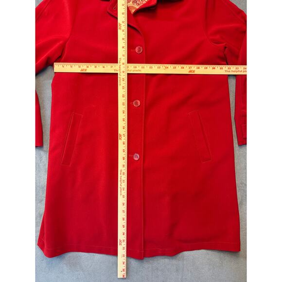 London Fog Red Lined ButtonUp Trench Coat with Lined Inside Pocket Size Large - Picture 5 of 9